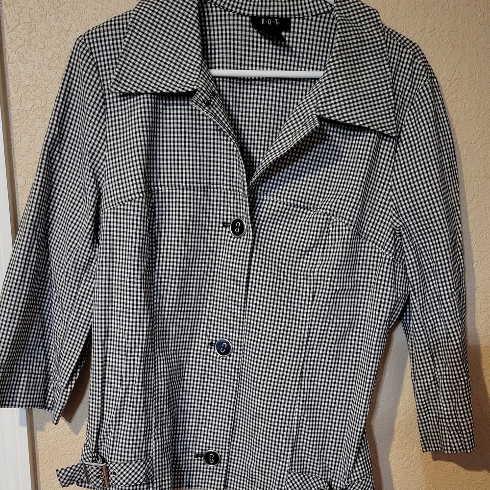 LOFT Black and White Gingham Blazer